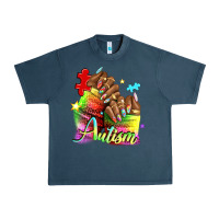 Midnight Navy Black woman Autism nails Urban Heavy Tee - NancyCooperArtShop