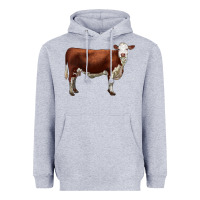 Heather Grey hereford cow Heavyweight Hoodie - LillyAllenDesigns