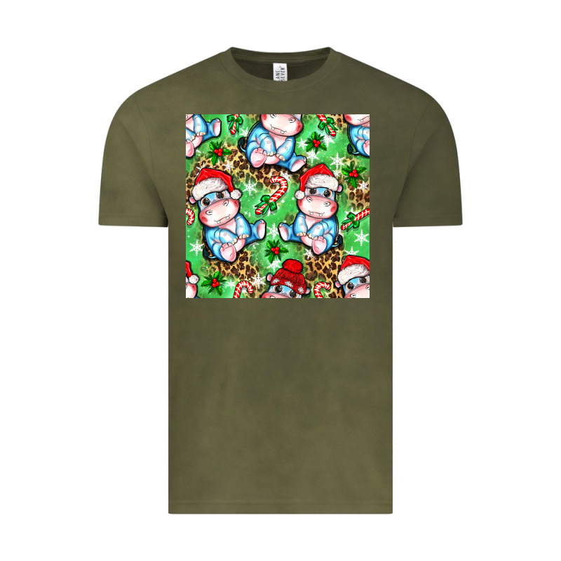 Christmas Cute Hippo Sitting Vintage Tee by NancyCooperArtShop | Teevron