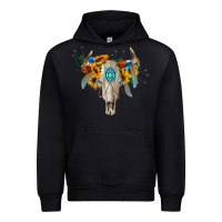 Black boho bull skull Urban Hoodie - BarkalooDesign
