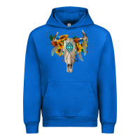 Cobalt boho bull skull Urban Hoodie - BarkalooDesign