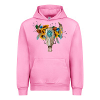 Fuchsia Pink boho bull skull Urban Hoodie - BarkalooDesign