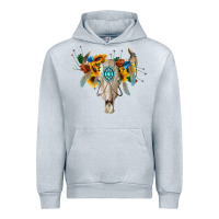 Heather Grey boho bull skull Urban Hoodie - BarkalooDesign