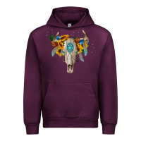 Mauve Wine boho bull skull Urban Hoodie - BarkalooDesign