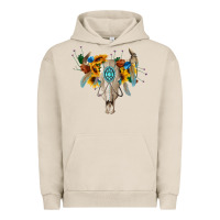 Pigment French Oak boho bull skull Urban Hoodie - BarkalooDesign