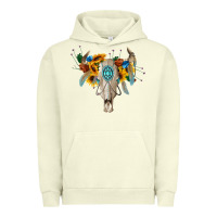 Pigment Pistachio boho bull skull Urban Hoodie - BarkalooDesign