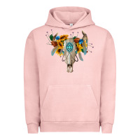 Pigment Salmon boho bull skull Urban Hoodie - BarkalooDesign