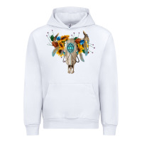 White boho bull skull Urban Hoodie - BarkalooDesign