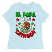 Baby Blue El Papa Mas Chingon Mexican Flag Ladies Tee - LillyAllenDesigns