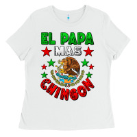 White El Papa Mas Chingon Mexican Flag Ladies Tee - LillyAllenDesigns