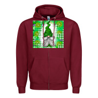 Burgundy St. Patricks Day Gnome Zipper Hoodie - CowhideDigitalArt