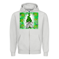 Dove Grey St. Patricks Day Gnome Zipper Hoodie - CowhideDigitalArt