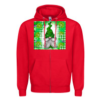 Red St. Patricks Day Gnome Zipper Hoodie - CowhideDigitalArt