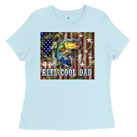 Baby Blue 4th of July Western Reel Cool Dad Bass Ladies Tee - LillyAllenDesigns