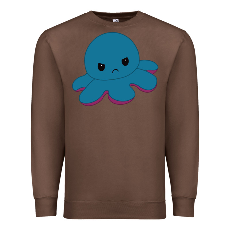 Angry Blue Moody Reversible Octopus Premium Sweatshirt by lanVoArt | Teevron