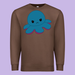 Angry Blue Moody Reversible Octopus Premium Sweatshirt Designed By Lanvoart