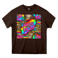 Chocolate Brown Pride LGBTQ+ Proud Mom With Leoapard Patterns Heavy Core Tee - BundleAndBundleShop