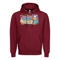Burgundy Happy Easter Zipper Hoodie - LillyAllenDesigns