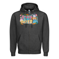 Charcoal Heather Happy Easter Zipper Hoodie - LillyAllenDesigns