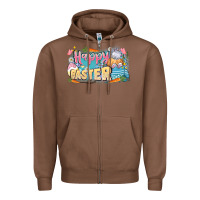 Chestnut Happy Easter Zipper Hoodie - LillyAllenDesigns