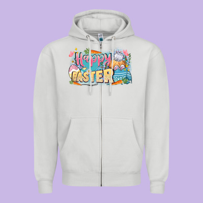 Happy Easter Zipper Hoodie Designed By Lillyallendesigns