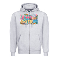 Heather Grey Happy Easter Zipper Hoodie - LillyAllenDesigns