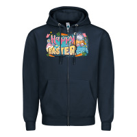 Navy Happy Easter Zipper Hoodie - LillyAllenDesigns