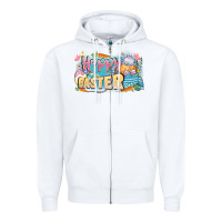 White Happy Easter Zipper Hoodie - LillyAllenDesigns