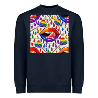Navy Pride lgbtq lips and heart lollipop seamless patte Heavyweight Sweatshirt - BundleAndBundleShop