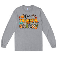 Heather Grey one thankful grammy Long Sleeve Tee - CowGirlArtShop