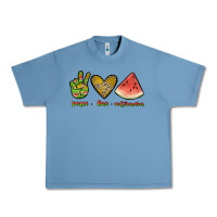 Pebble Blue peace love watermelon Urban Heavy Tee - JahusDesignShop