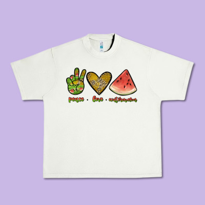 Peace Love Watermelon Urban Heavy Tee Designed By Jahusdesignshop