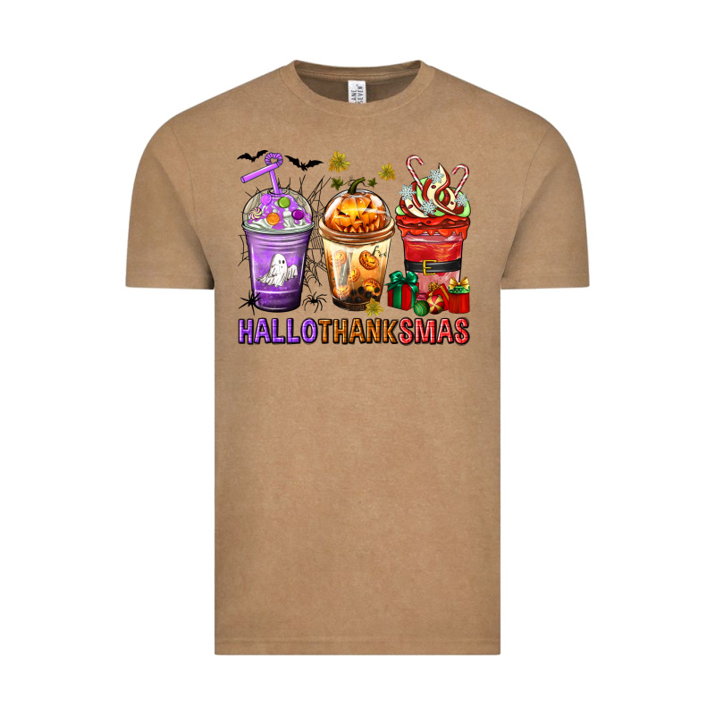 Hallothanksmas Coffee Cups Vintage Tee by texasbilliewilder | Teevron