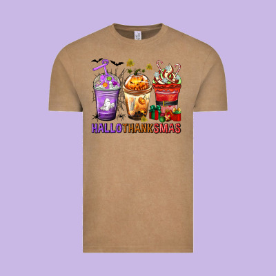 Hallothanksmas Coffee Cups Vintage Tee Designed By Texasbilliewilder