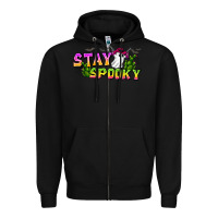 Black Stay Spooky Zipper Hoodie - CowhideDigitalArt
