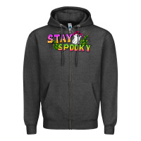 Charcoal Heather Stay Spooky Zipper Hoodie - CowhideDigitalArt