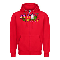 Red Stay Spooky Zipper Hoodie - CowhideDigitalArt