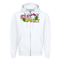 White Stay Spooky Zipper Hoodie - CowhideDigitalArt