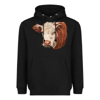 Black hereford cow face Heavyweight Hoodie - LillyAllenDesigns