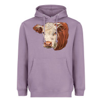 Lavender hereford cow face Heavyweight Hoodie - LillyAllenDesigns