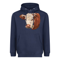 Navy hereford cow face Heavyweight Hoodie - LillyAllenDesigns