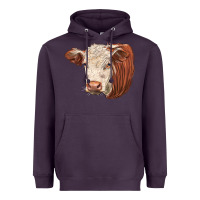 Plum hereford cow face Heavyweight Hoodie - LillyAllenDesigns
