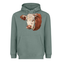 Sage hereford cow face Heavyweight Hoodie - LillyAllenDesigns