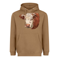 Toasted Coconut hereford cow face Heavyweight Hoodie - LillyAllenDesigns
