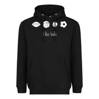 Black Funny Sports Balls Gag Gift Heavyweight Hoodie - lanVoArt