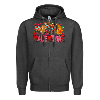 Charcoal Heather Nach Valentine Zipper Hoodie - CowhideDigitalArt