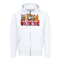 White Nach Valentine Zipper Hoodie - CowhideDigitalArt
