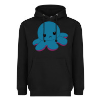 Black angry blue moody reversible octopus Heavyweight Hoodie - lanVoArt