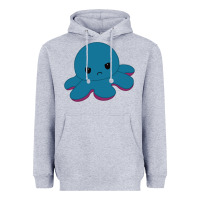 Heather Grey angry blue moody reversible octopus Heavyweight Hoodie - lanVoArt