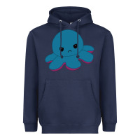 Navy angry blue moody reversible octopus Heavyweight Hoodie - lanVoArt